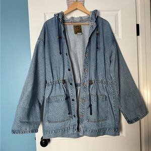Vintage Blue Denim Hooded Jacket